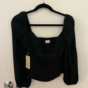 aritzia wilfred novella black blouse/top